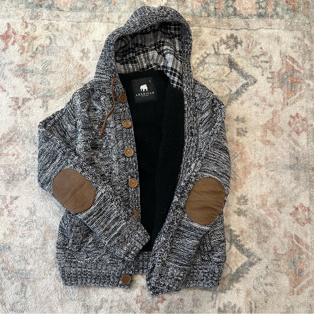 American Stitch sweater jacket with arm patch